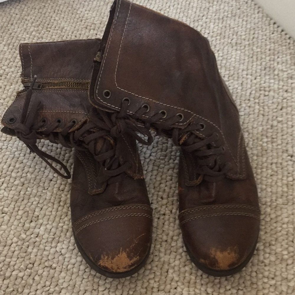Brown Steve Madden combat boots